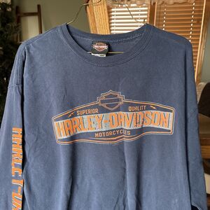 VTG Harley Davidson Shirt Mens Extra Large BLUE LONG SLEEVE DOUBLE SIDED Biker